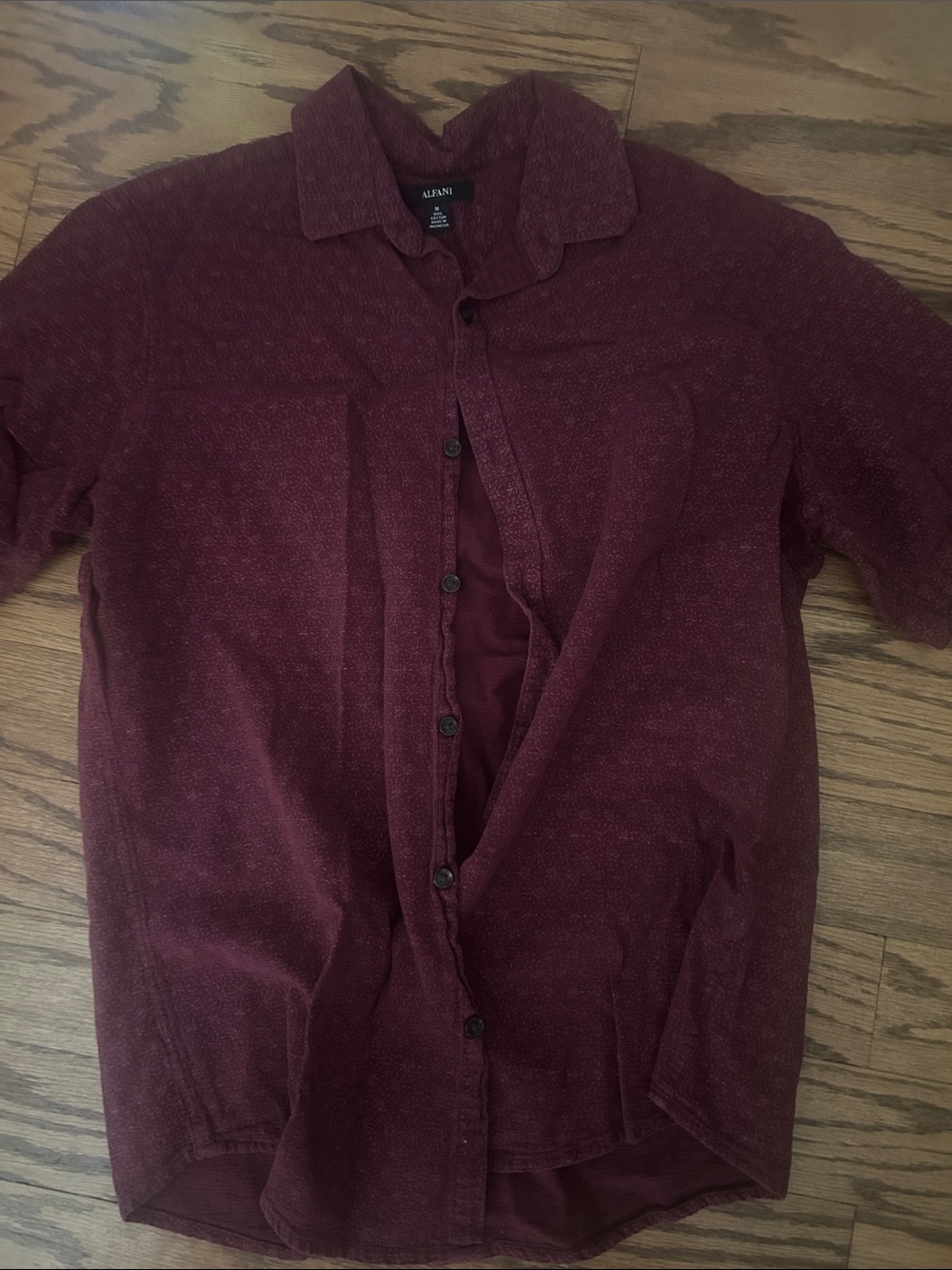 Alfani Men's Maroon Short-Sleeve Button-Down Shirt